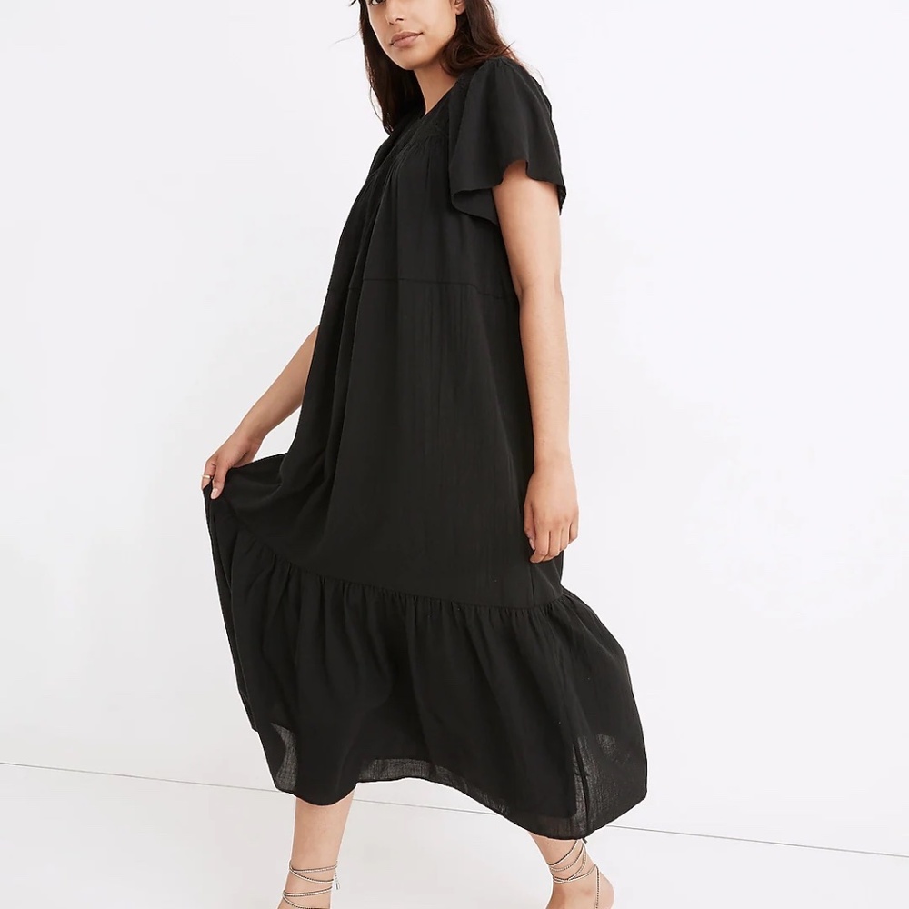 NEW Madewell Embroidered Smocked Midi Dress Medium